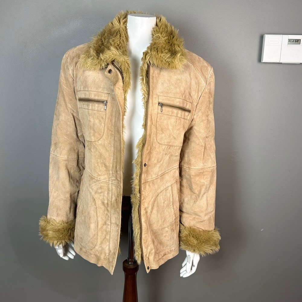 Penny Lane Suede jacket Medium Anne Klein Tan Quilted Removable Lining